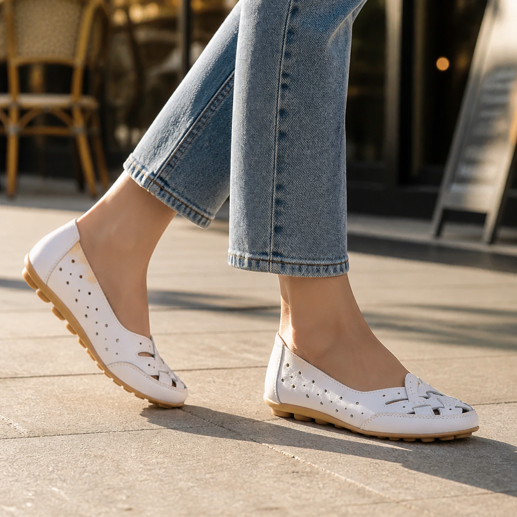 Wearbella – Perforated Woven Low-Cut Flat Loafers