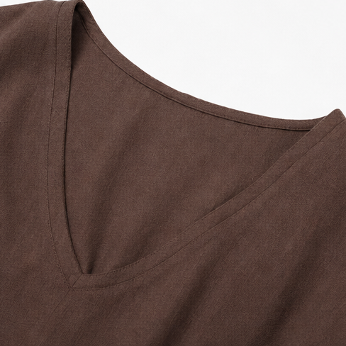 Marisole – Pocketed Loose-Fit V-Neck Maxi Dress