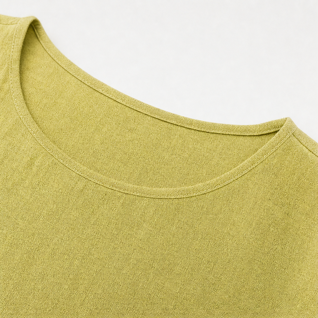 Effortlane – Asymmetric Hem Cotton-Linen Look Tunic Set