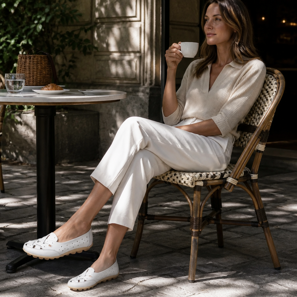 Wearbella – Perforated Woven Low-Cut Flat Loafers
