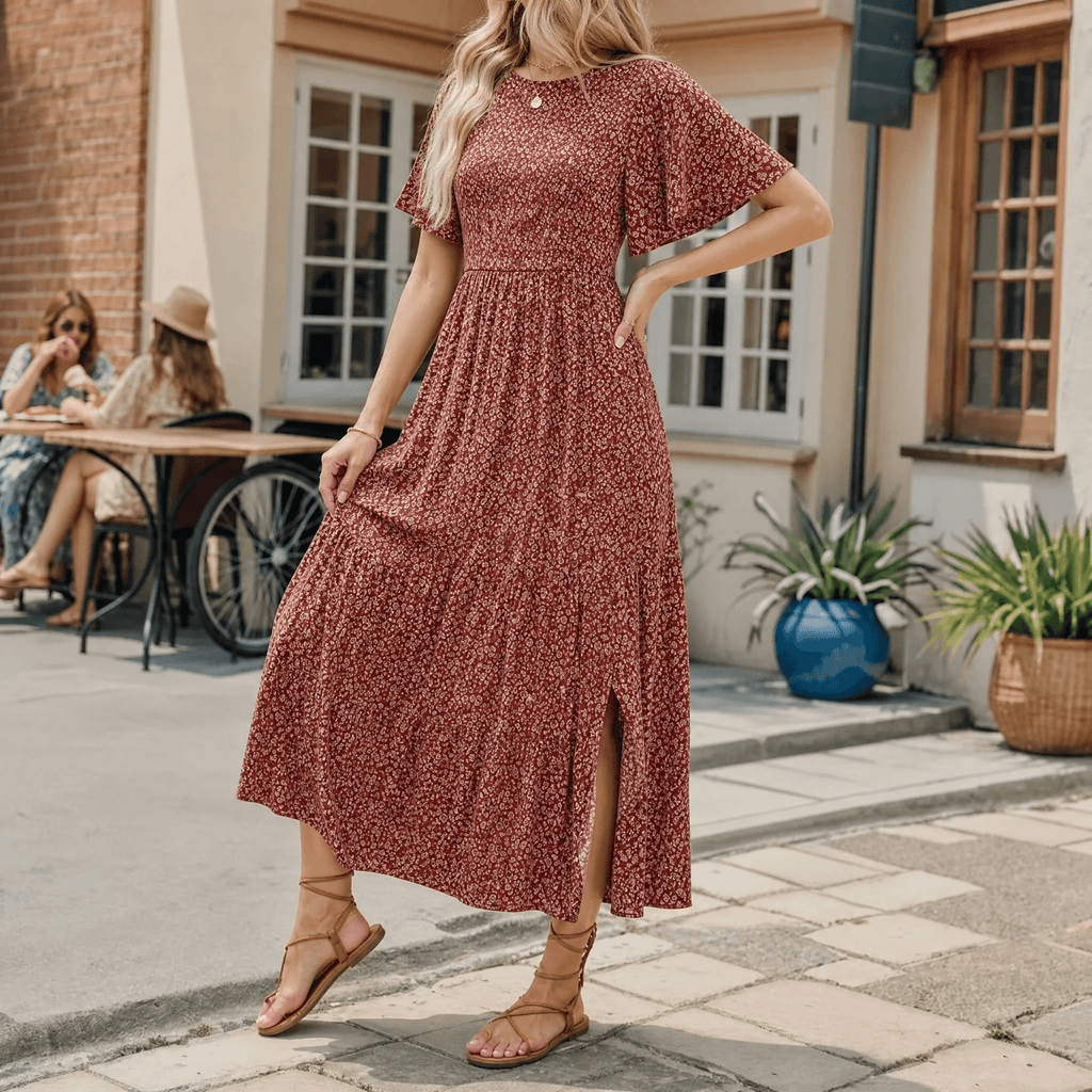 Florenza – Smocked Floral Maxi Dress for Spring