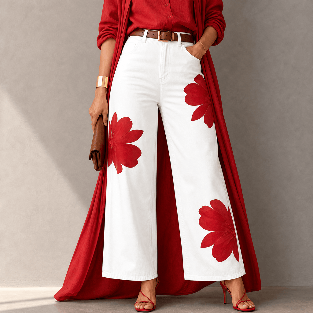 Florenza – Women's Bold Floral Wide-Leg Jeans