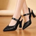 Floriva – Floral Cut-Out Pointed-Toe Slingback Heels