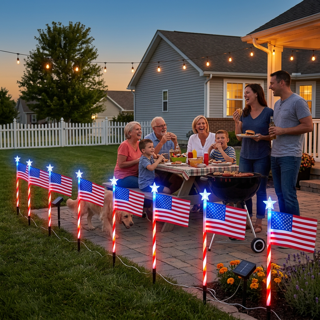 Glorimora – Solar American Flag Pathway Lights