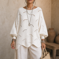 Wavelune – Openwork Wave-Knit Batwing Sweater