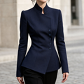 Vertica – Asymmetric Button-Up Stand Collar Blazer