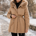 Veluxe – Fur-Trim Waist-Cinch Quilted Parka
