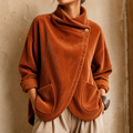 Draperly – Asymmetric Wrap Neckline Corduroy Jacket