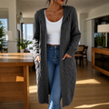 Wrapetta – Hooded Longline Cable-Knit Cardigan