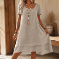 Linora – Double Hem A-Line Cotton-Linen Dress