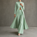Wearbella – High-Low Striped Shirt And Wide-Leg Pants Set