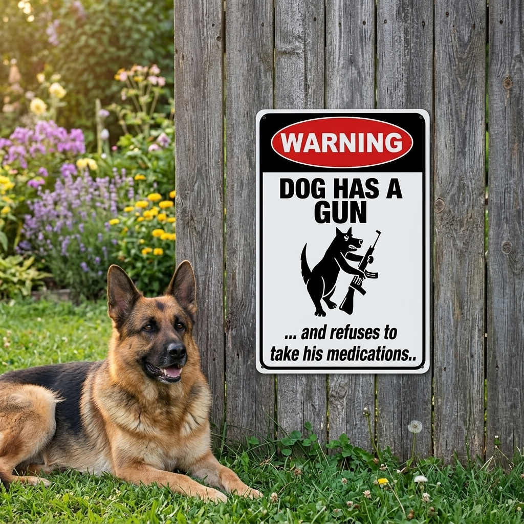 Yardlaugh – Funny Dog Warning Sign for Yard or Fence