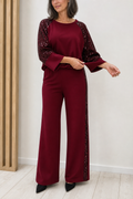 Sneakglow – Sequined Wide-Leg Sweater And Pants Set