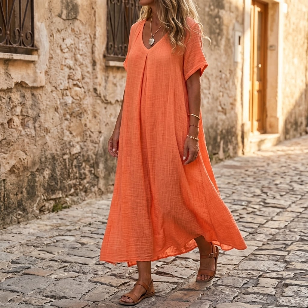 Lunessa – Women's breezy linen-look summer dress