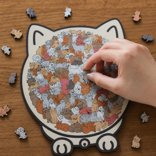 Purrzzle – 135-Piece Cat-Shaped Wooden Jigsaw Puzzle