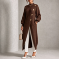 Vivelle – Asymmetric Gold-Button Bishop Sleeve Cardigan
