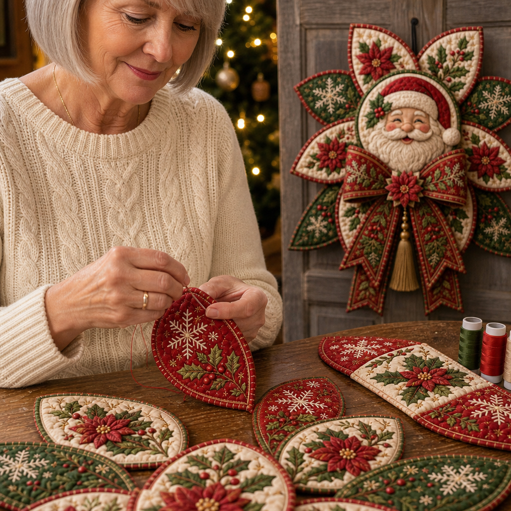Stitchmas Bow Kit – DIY Fabric Santa Ornament Sewing Kit