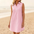 Marena – Striped Sleeveless V-Neck Shirt Dress for Summer