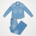 Veluna – Women's Soft Denim-Look Pajama Set