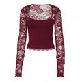 Lacelle – Women's Sheer Floral Lace Sleeve Top