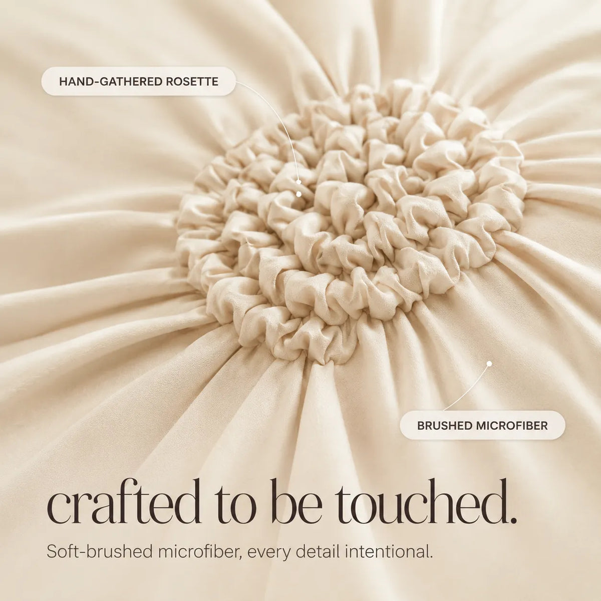 Lunavia – Ivory Tufted Rosette Comforter Cover Set with Shams