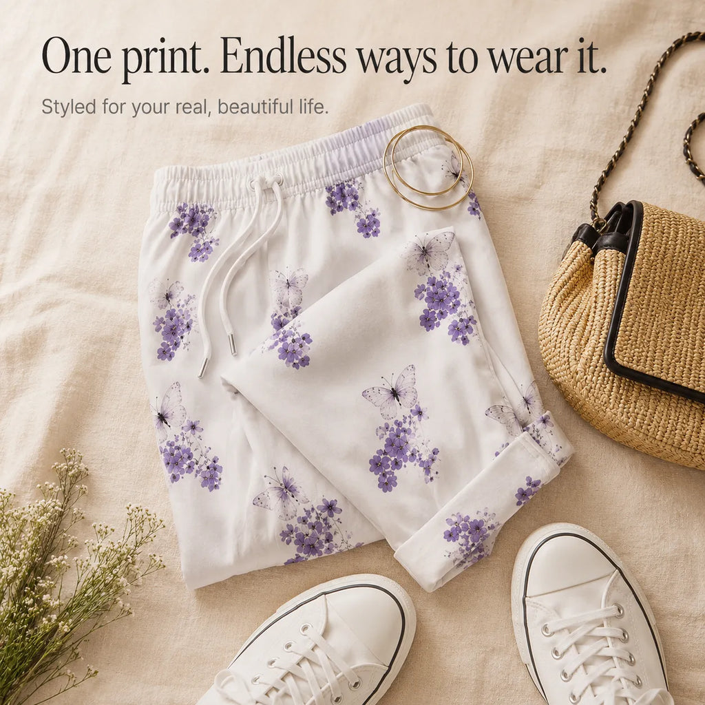 Solavia – Women's Cropped Drawstring Pants with Pockets, Printed Summer Style