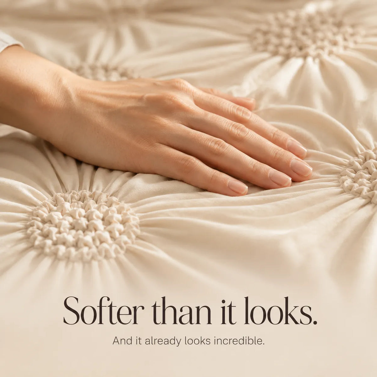 Lunavia – Ivory Tufted Rosette Comforter Cover Set with Shams
