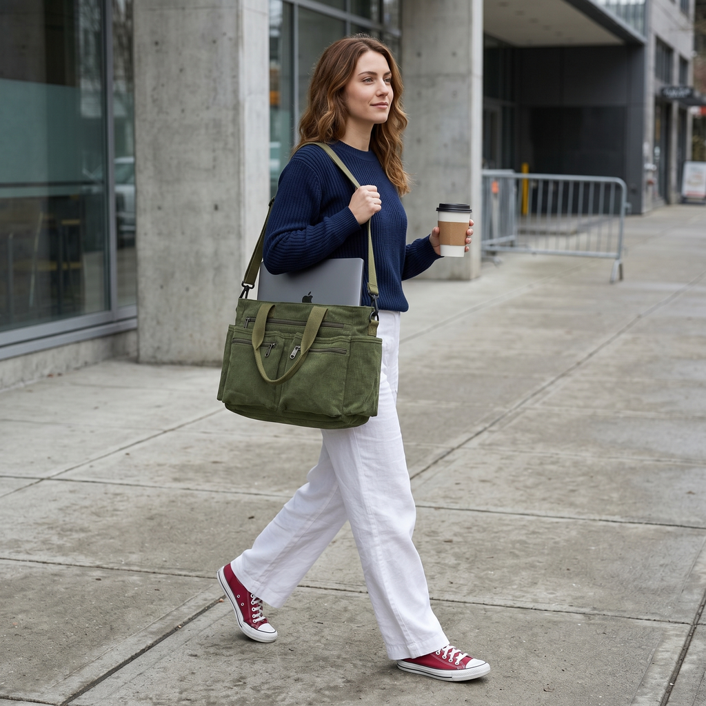 Lunavia – Corduroy Utility Tote with 6 Pockets