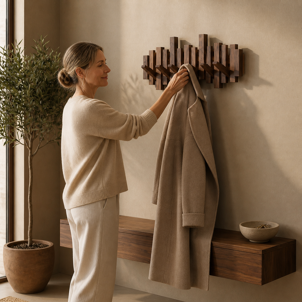 Wovenhall – Sculptural Wood Wall Coat Rack