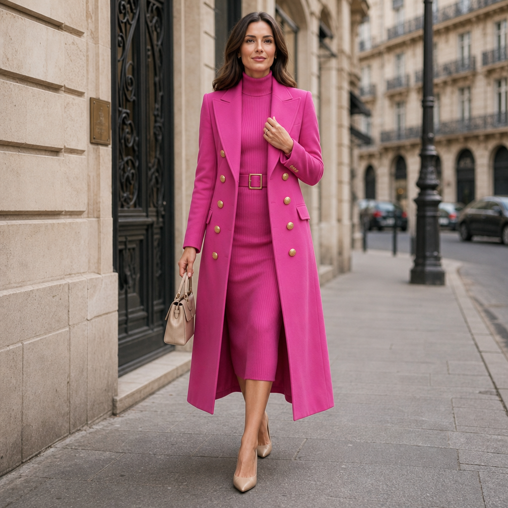 Wearbella – Double-Breasted Structured Wool-Look Coat
