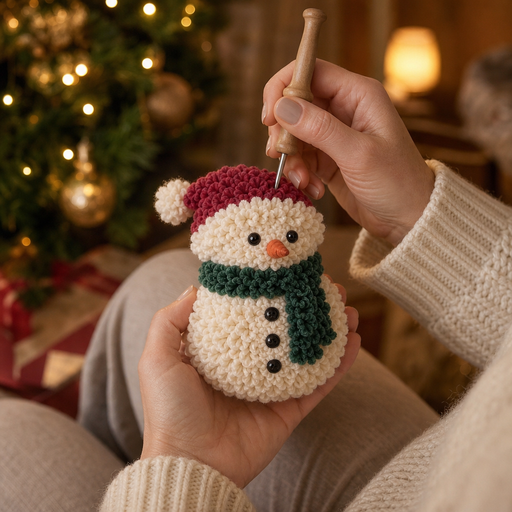 Tuftly – Fabric-Poke Snowman Christmas Ornament Kit