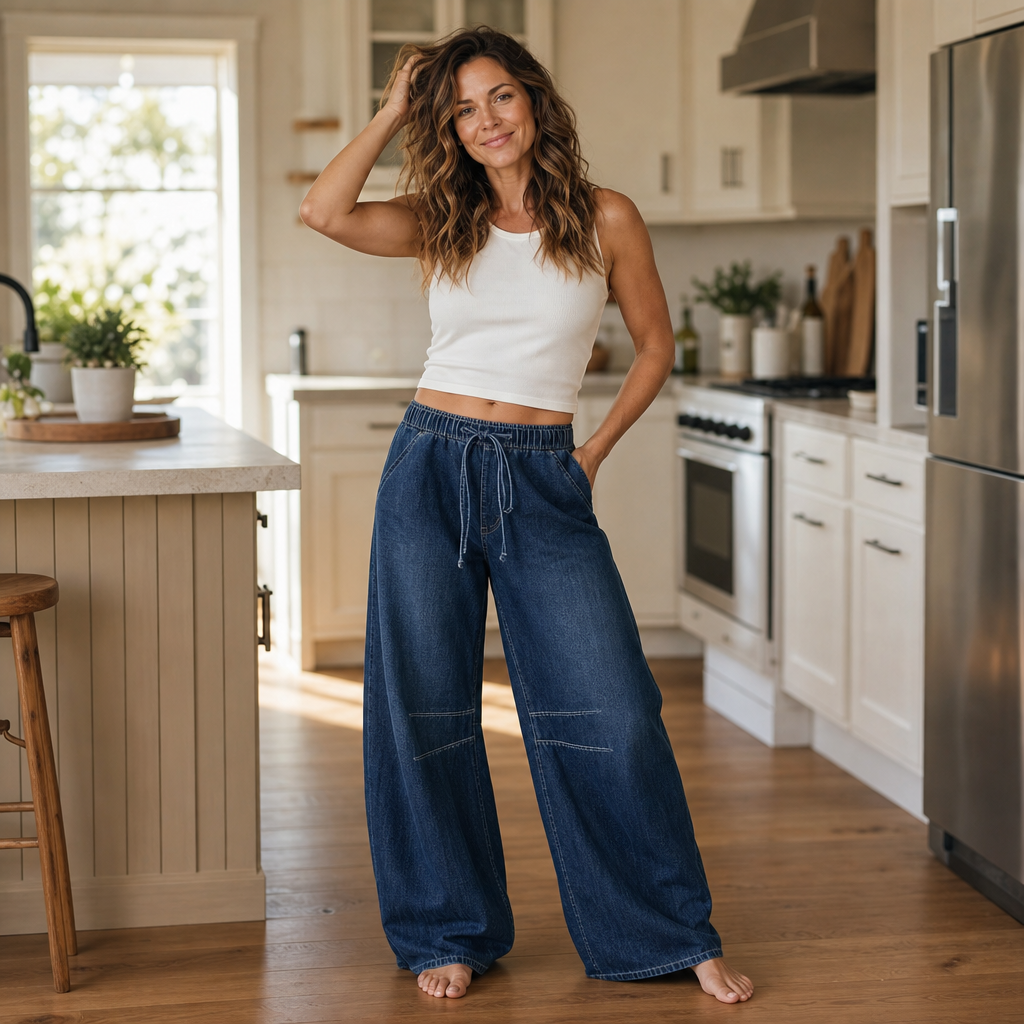 Wearbella – Adjustable Waist Relaxed Barrel Jeans
