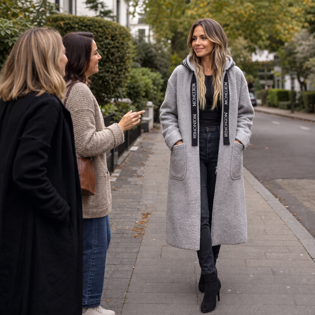 Wearbella – Hooded Zip-Front Long Coat