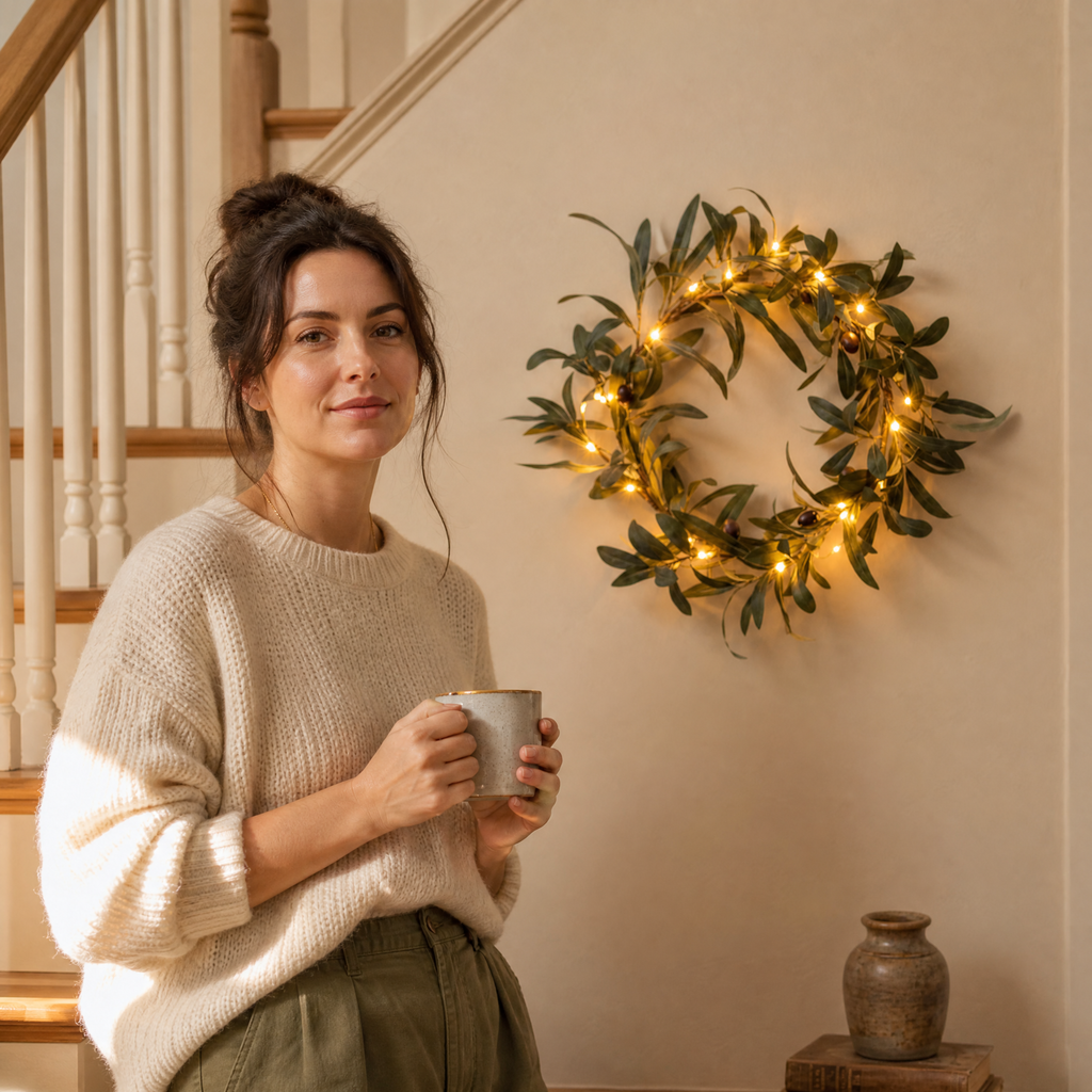 Olivelle – Warm-Glow Olive Wreath for Doors and Walls
