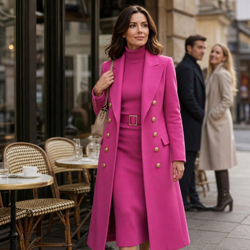 Wearbella – Double-Breasted Structured Wool-Look Coat