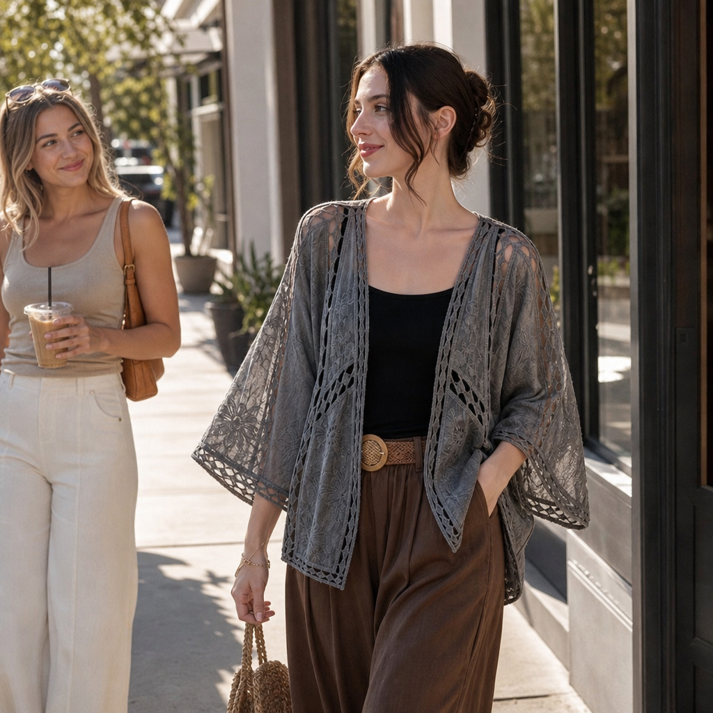 Lunaveil – Openwork Lace Oversized Cardigan
