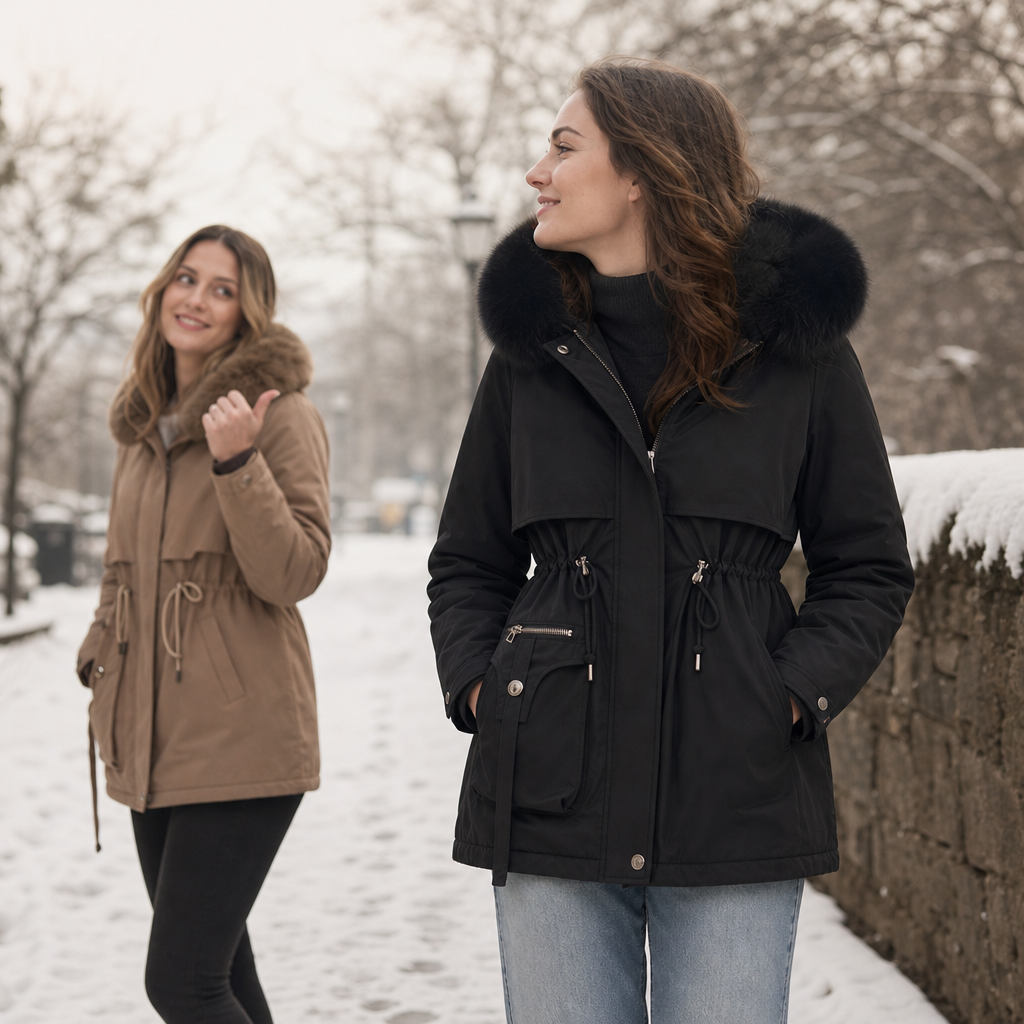 Duvella – Faux Fur Hood Double-Layered Puffer Coat