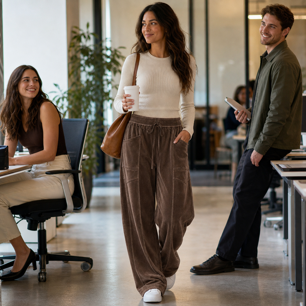Draperie – Ribbed Corduroy Wide-Leg Drawstring Pants