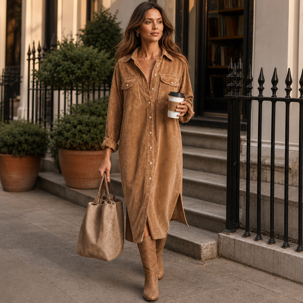 Wearbella – Button-Front Midi Shirt Dress With Side Slit
