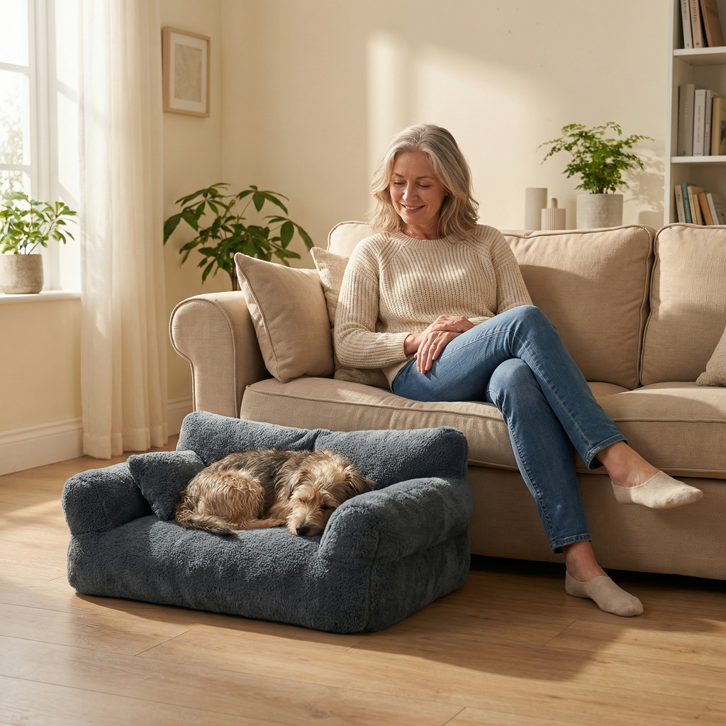 Pawluna – Plush Pet Sofa with Washable Cover