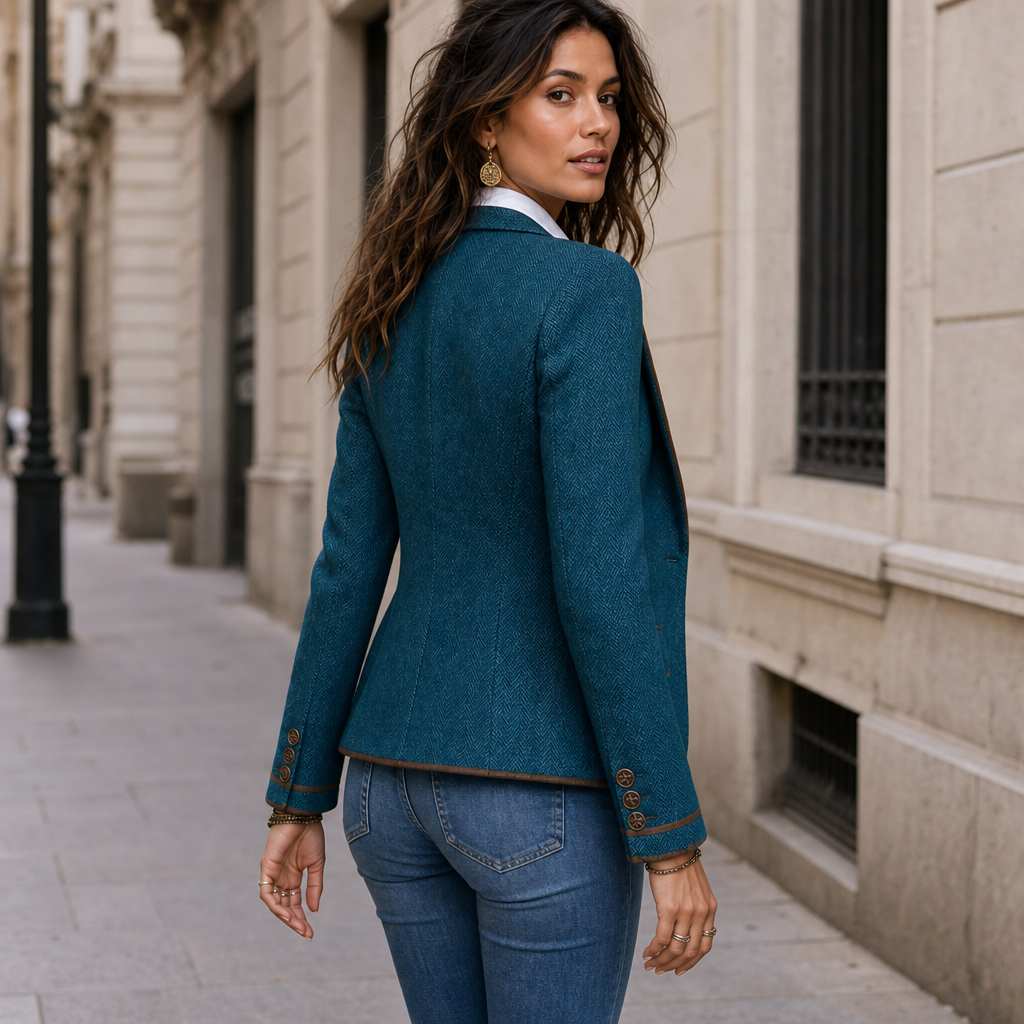 Vaunterie – Contrast Piped Herringbone Blend Coat