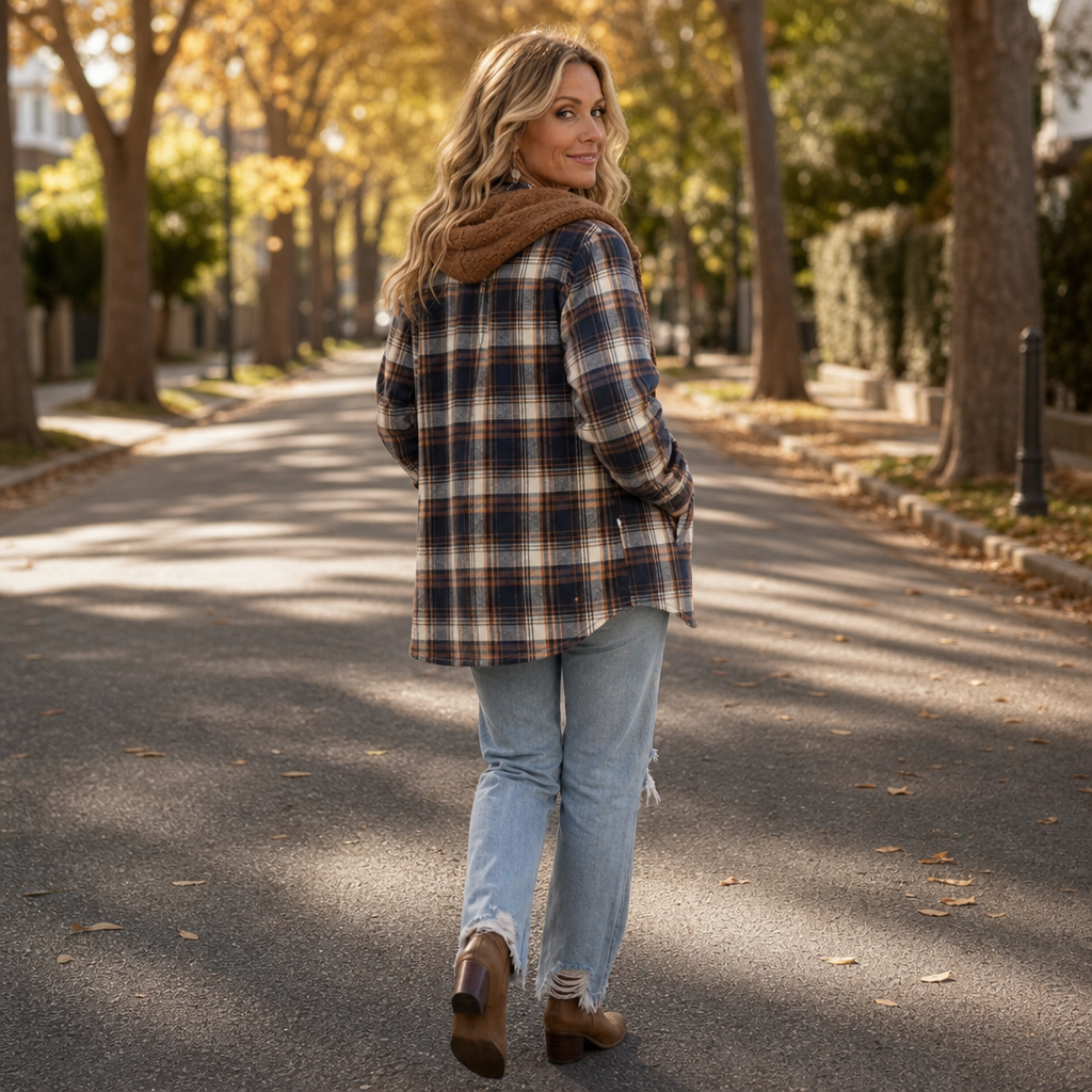 Huntlyn – Sherpa-Lined Plaid Flannel Shacket