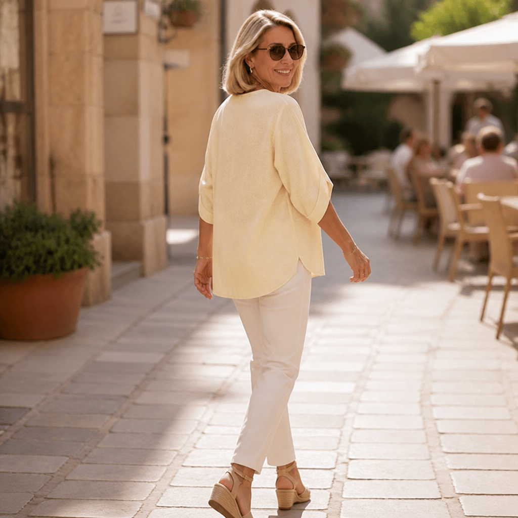 Wearbella – Embroidered V-Neck Lace Panel Blouse