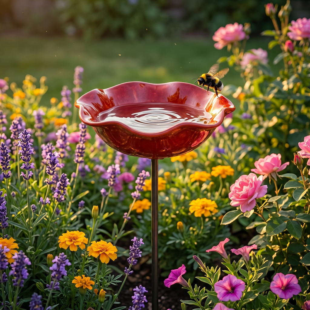 Petalune – Handcrafted Flower Bird Bath Garden Stake