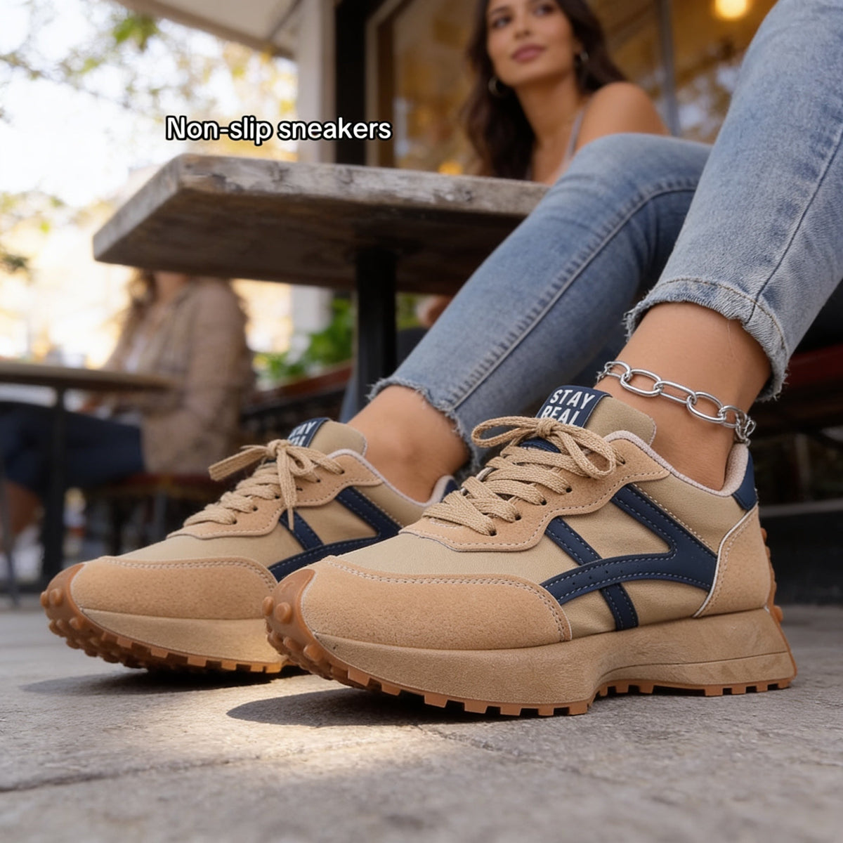 Solenne – Flat-Platform Non-Slip Chunky Sneakers