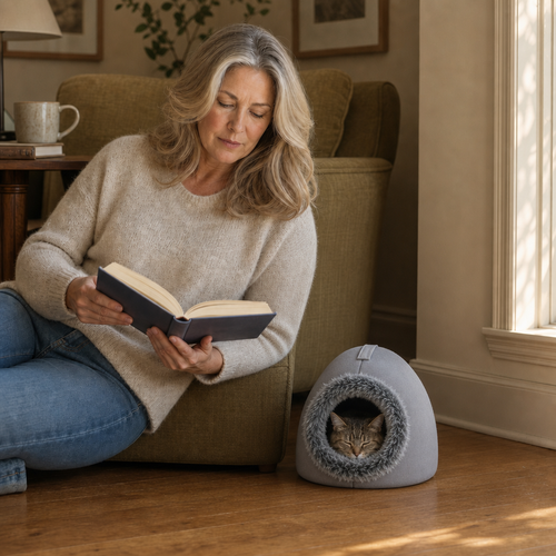 Denwarm – Enclosed Foam Dome Cave Pet Bed
