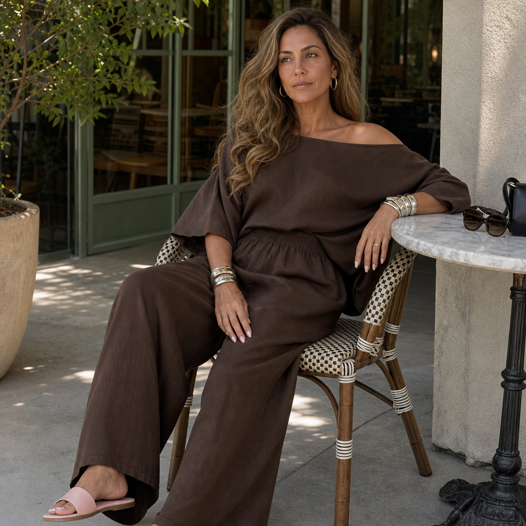 Elowen Set – Oversized Twill Top And Wide-Leg Pants Set