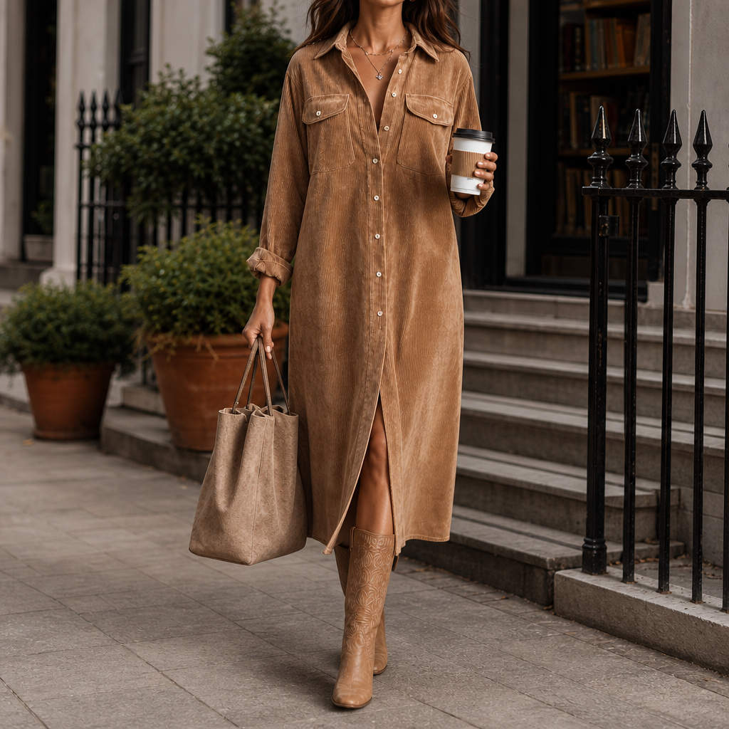 Wearbella – Button-Front Midi Shirt Dress With Side Slit
