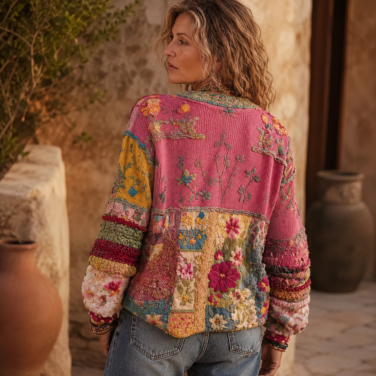 Solenne – Floral Patchwork Boho Cardigan