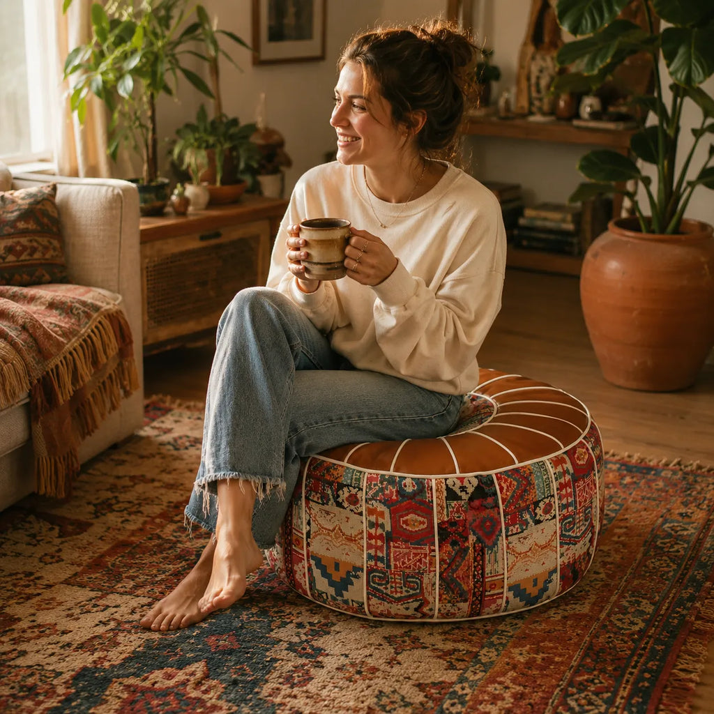 Marokka – Bohemian Storage Ottoman Pouf with Hidden Compartment